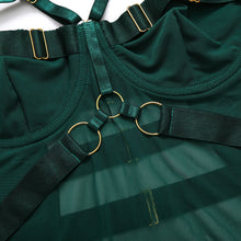 Load image into Gallery viewer, TRIPLE STRAP MESH BODYSUIT in EMERALD GREEN