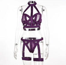 Load image into Gallery viewer, SIGNATURE 4-PIECE BONDAGE GARTER SET in PURPLE