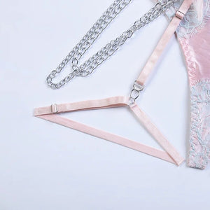 'LOVE PLUS ONE'  GARTER SET in PINK & MINT