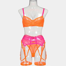 Load image into Gallery viewer, &#39;GET LUCKY&#39; JUICY ORANGE &amp; HOT PINK GARTER SET