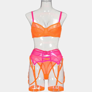 'GET LUCKY' JUICY ORANGE & HOT PINK GARTER SET