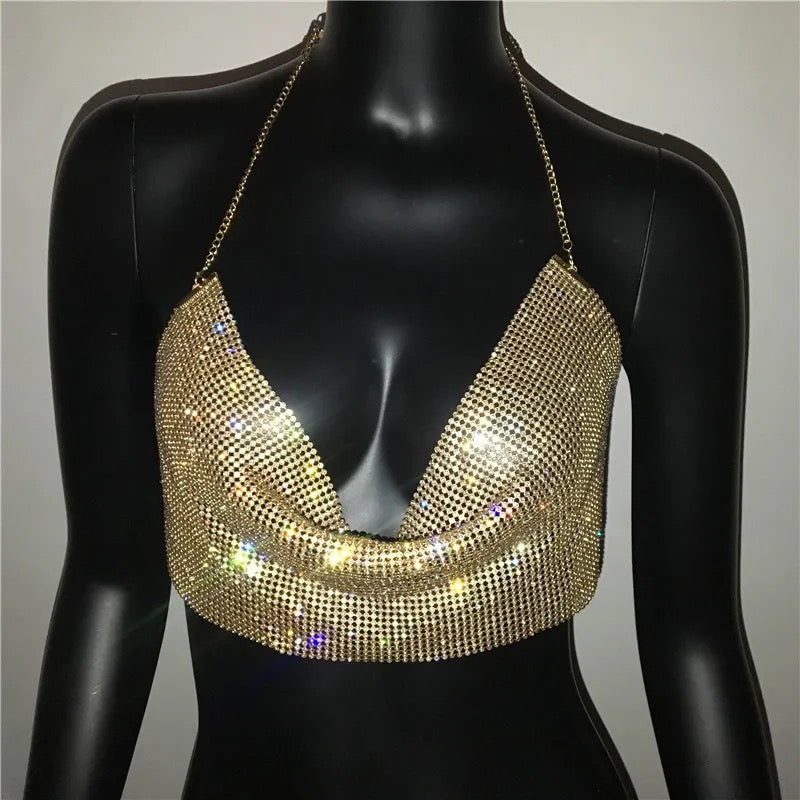 'TEASE ME' HALTER TOP in GOLD