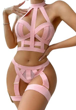 Load image into Gallery viewer, SIGNATURE 4-PIECE BONDAGE GARTER SET in BABY PINK