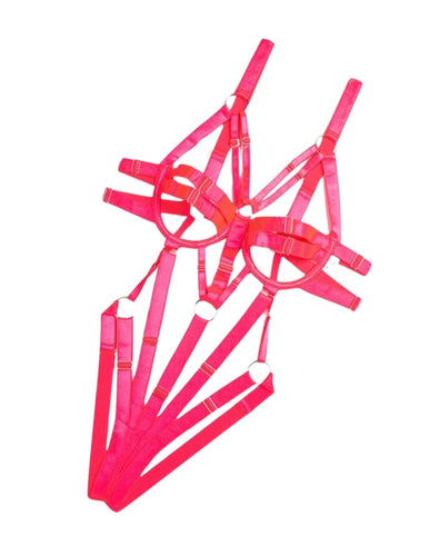 ‘CRAZY IN LOVE' BONDAGE BODYSUIT/OVERSUIT in HOT PINK