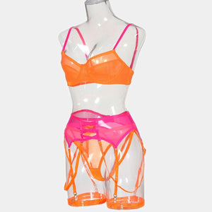 'GET LUCKY' JUICY ORANGE & HOT PINK GARTER SET