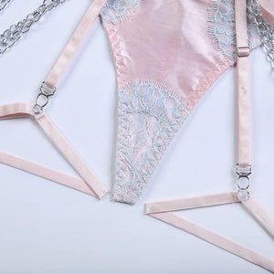 'LOVE PLUS ONE'  GARTER SET in PINK & MINT