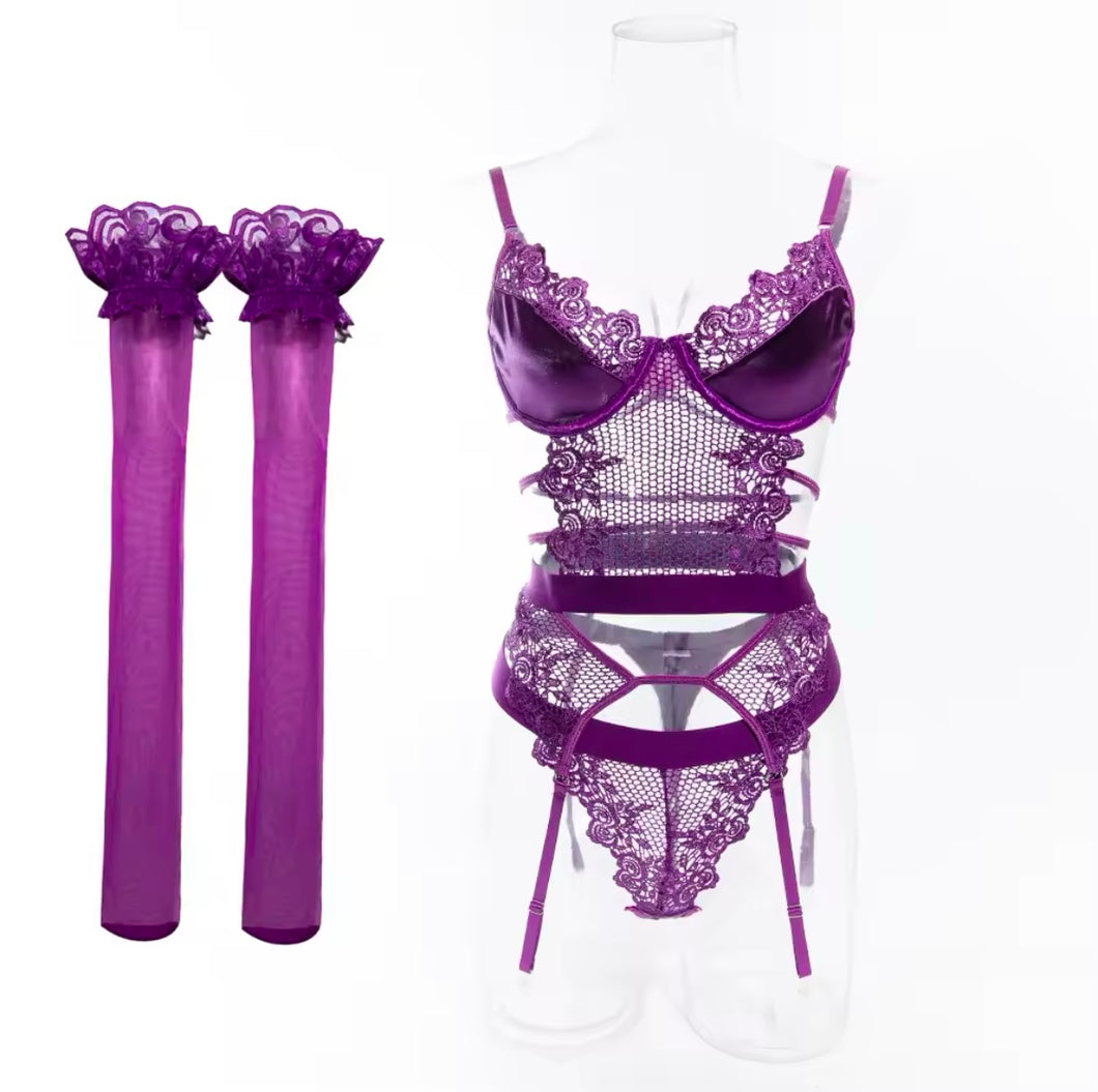 'SMOOTH OPERATOR' CORSET TOP with GLOVES and STOCKINGS