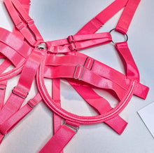 Load image into Gallery viewer, ‘CRAZY IN LOVE&#39; BONDAGE BODYSUIT/OVERSUIT in HOT PINK