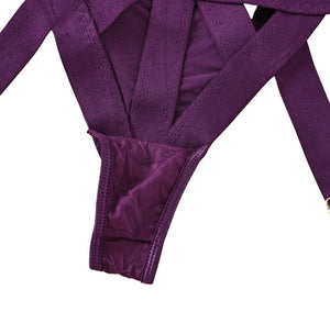SIGNATURE 4-PIECE BONDAGE GARTER SET in PURPLE