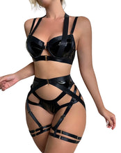 Load image into Gallery viewer, SIGNATURE 5-PIECE JEWEL GARTER SET in BLACK PU