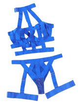 Load image into Gallery viewer, SIGNATURE 4-PIECE BONDAGE GARTER SET in BRIGHT BLUE