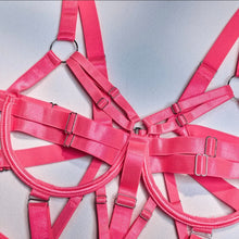 Load image into Gallery viewer, ‘CRAZY IN LOVE&#39; BONDAGE BODYSUIT/OVERSUIT in HOT PINK