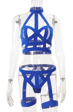 Load image into Gallery viewer, SIGNATURE 4-PIECE BONDAGE GARTER SET in BRIGHT BLUE