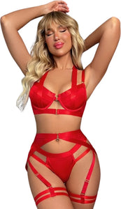 SIGNATURE 5-PIECE JEWEL GARTER SET in RED