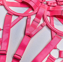 Load image into Gallery viewer, ‘CRAZY IN LOVE&#39; BONDAGE BODYSUIT/OVERSUIT in HOT PINK