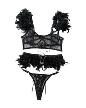 Load image into Gallery viewer, &#39;LOVE PLUS ONE&#39;  CORSET GARTER SET in INK BLACK
