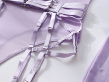 Load image into Gallery viewer, &#39;TAINTED LOVE&#39; GARTER BODYSUIT with GLOVES in PALE PURPLE
