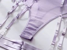 Load image into Gallery viewer, &#39;TAINTED LOVE&#39; GARTER BODYSUIT with GLOVES in PALE PURPLE