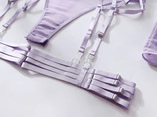 Load image into Gallery viewer, &#39;TAINTED LOVE&#39; GARTER BODYSUIT with GLOVES in PALE PURPLE
