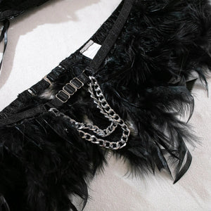 'LOVE PLUS ONE'  CORSET GARTER SET in INK BLACK