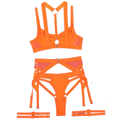 SIGNATURE 5-PIECE JEWEL GARTER SET in FLAME ORANGE
