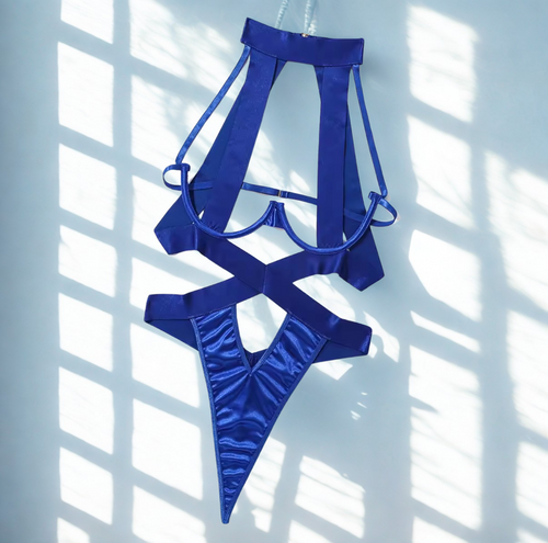 ‘READY OR NOT' BONDAGE BODYSUIT/OVERSUIT in BRILLIANT BLUE