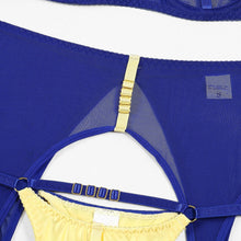 Load image into Gallery viewer, ‘BOW PEEP’ BLUE &amp; YELLOW GARTER SET with GLOVES
