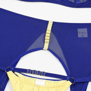 ‘BOW PEEP’ BLUE & YELLOW GARTER SET with GLOVES