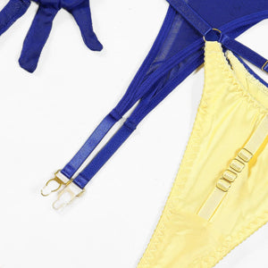 ‘BOW PEEP’ BLUE & YELLOW GARTER SET with GLOVES