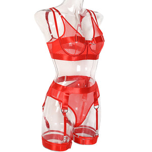 ‘HOLD UP’ CLASSIC GARTER SET in FIRE RED bin