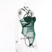 Load image into Gallery viewer, TRIPLE STRAP MESH BODYSUIT in EMERALD GREEN