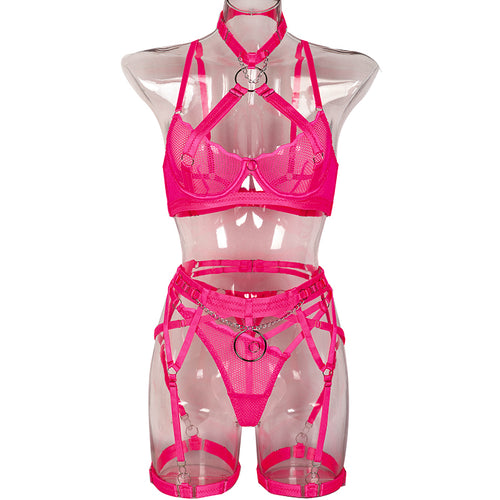 'HOT IN HERE' GARTER SET in NEON PINK