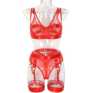 ‘HOLD UP’ CLASSIC GARTER SET in FIRE RED bin