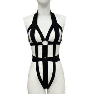 'BLACK MAGIC' BELTED BONDAGE BODYSUIT/OVERSUIT