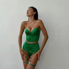 Load image into Gallery viewer, &#39;GREEN LIGHT&#39; CORSET STRAPPY BACK GARTER SET