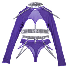 Load image into Gallery viewer, ‘EXPOSE ME’ GARTER SET in PURPLE/GREY