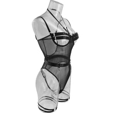 Load image into Gallery viewer, ‘CHAIN REACTION’ BONDAGE BODYSUIT in BLACK with CHAIN DETAIL