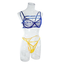 Load image into Gallery viewer, INTIMATES &#39;JUST POPPING OUT&#39;  BRA &amp; PANTIES in BLUE &amp; YELLOW