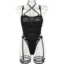 Load image into Gallery viewer, &#39;BACK TO BLACK&#39; BODYSUIT with HARNESS &amp; GARTERS