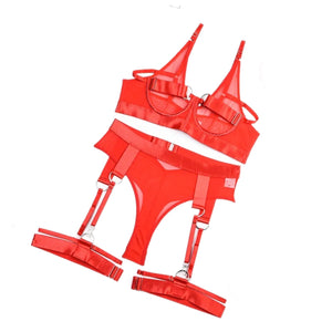 ‘HOLD UP’ CLASSIC GARTER SET in FIRE RED bin