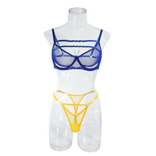 Load image into Gallery viewer, INTIMATES &#39;JUST POPPING OUT&#39;  BRA &amp; PANTIES in BLUE &amp; YELLOW