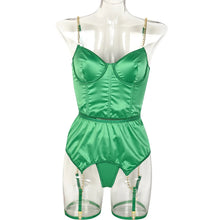 Load image into Gallery viewer, &#39;GREEN LIGHT&#39; CORSET STRAPPY BACK GARTER SET