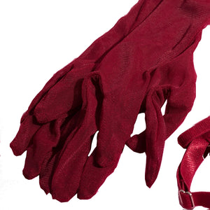 'TAINTED LOVE' GARTER BODYSUIT with GLOVES in WINE