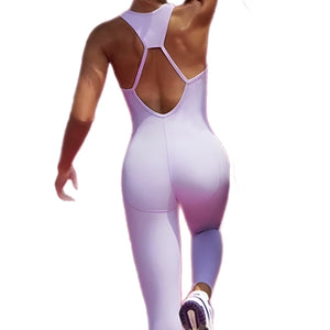 OPEN BACK JUMPSUIT IN PALE LILAC