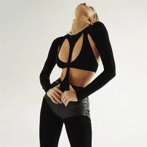 'ADDICTED TO LOVE ' BLACK CUT OUT BODYSUIT