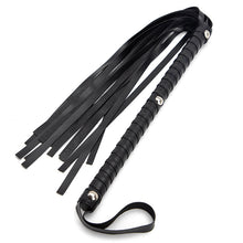 Load image into Gallery viewer, LONG HANDLE LEATHER LOOK WHIP in JET BLACK