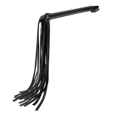 Load image into Gallery viewer, LONG HANDLE LEATHER LOOK WHIP in JET BLACK