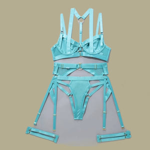 SIGNATURE 5-PIECE JEWEL GARTER SET in CYAN