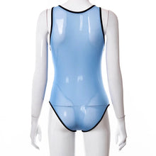 Load image into Gallery viewer, &#39;SEE YOU AGAIN&#39; SHEER CROSSOVER BONDAGE BODYSUIT in TWO-TONE BLUE