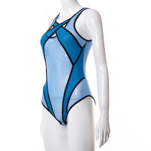 Load image into Gallery viewer, &#39;SEE YOU AGAIN&#39; SHEER CROSSOVER BONDAGE BODYSUIT in TWO-TONE BLUE